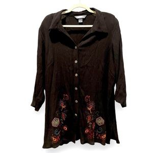 KORET WOMAN | Plus Size Tunic Blouse | 2X | Colorful Embroidery